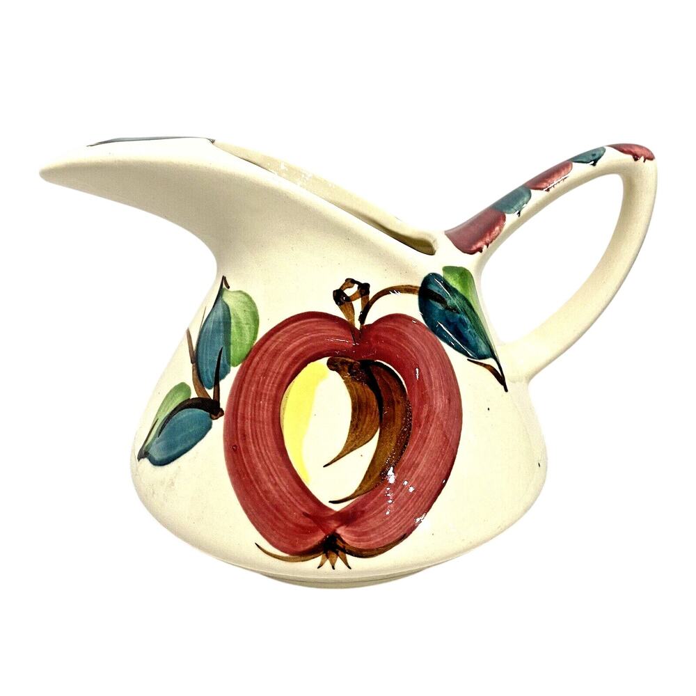 Vintage Purinton Pottery Apple Pattern 28 fl oz pitcher ice lip 1940s kitchen